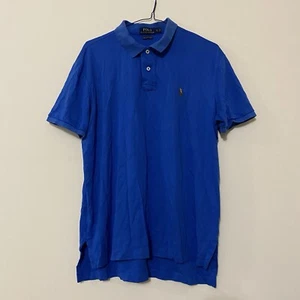 Ralph Lauren Polo Shirt Men's Large Blue Pima Soft Touch Brown Pony - Picture 1 of 10