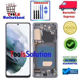 DISPLAY PER SAMSUNG S21 5G SM-G991B INCELL LCD CON FRAME GREY VETRO NO SENSORI - Zdjęcie 1 z 1