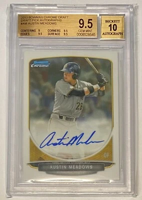 Austin Meadows 2013 Bowman Chrome Draft RC Rookie Autograph BGS 9.5 Auto 10 ￼GEM - Image 1 of 2