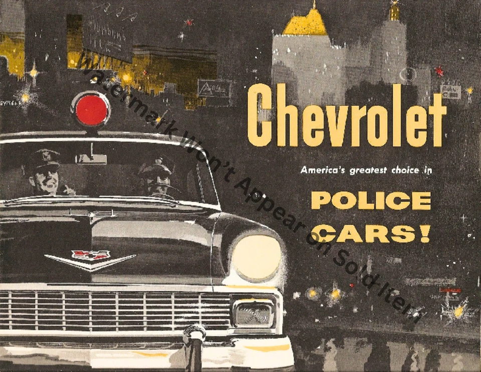 Chevrolet Police 1956 folleto de ventas publicidad de colección impresión fotográfica 8,5x11" Foto 1 de 1