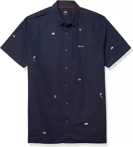 RIP CURL Men's SWC MOTIF LINEN SS Woven Shirt - NAV - Medium - NWT - Picture 1 of 2