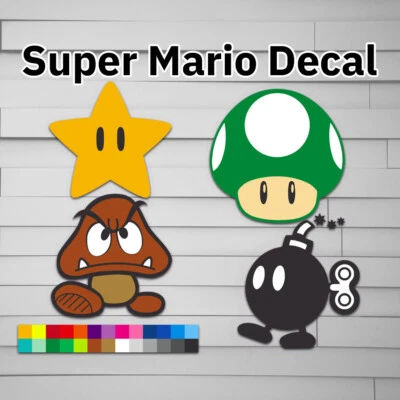 Decalcomania stella bomba fungo Goomba (vinile per auto laptop finestra bicchiere acqua bo - Immagine 1 di 4