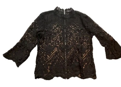 Blusa de encaje Bold Elements para mujer superpuesta grande bruja gótica caprichosa cremallera Foto 1 de 4