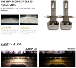 Autech LED Headlight Kit K00+LIHT062-H9 H11/H9/H8 6000K 6000LM Model V9 IP68 50W - Picture 1 of 12