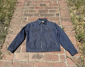 Vintage 60er 70er Big Yank Fleece Decke gefüttert Denim Arbeit Chore Jacke XL Gr. 46 - Bild 1 von 6