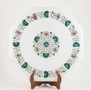 15" Corner Marble Table Top Semi Precious Stones Lapis Floral Inlay Work - Picture 1 of 1