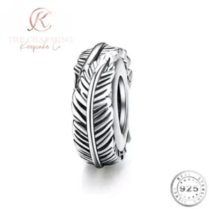 Dije espaciador de pluma de ángel genuino plata de ley 925 - Imagen 1 de 6