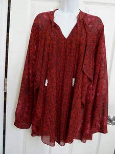 NEW!! CHICO'S Sz 3=16/18 XL Feminne Damask Ruffle Front Blouse Career Business - Picture 1 of 8