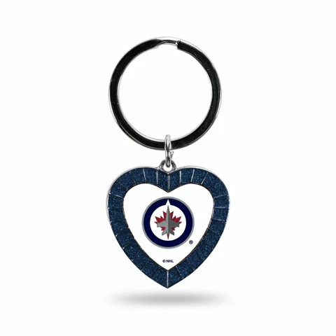 Winnipeg Jets Keychain Rhinestone Heart Decal Emblem Team Color Hockey Cover