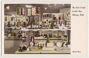 California Ca Real Photo RPPC Postcard SOLUANG Wick and Wood CANDLE SHOP Color - Foto 1 di 1