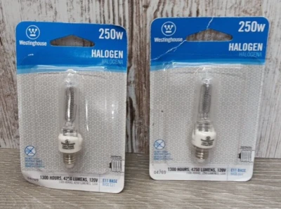 2 Westinghouse 250W  E11 Base Mini Bulbs 1300 Hours 4250 Lumens 120v NEW 04769 - Image 1 of 4