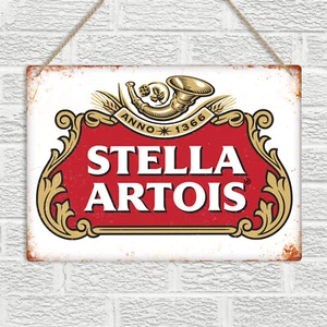 STELLA ARTOIS Metal Wall Sign Plaque Beer Vintage Retro Bar Pub Man Cave Garage - Picture 1 of 5