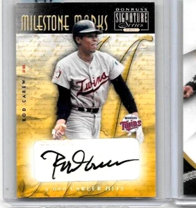 AUTÓGRAFO ROD CAREW 2001 SERIE FIRMA DONRUSS CERTIFICADO HITOS #/110 GEMELOS - Imagen 1 de 1