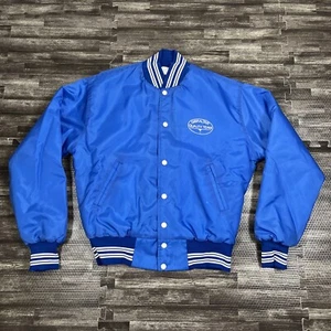 Vintage Gibraltar Steel Quality Team Satin Bomber Jacket Blue Medium Vintage 80s 90s - Bild 1 von 11