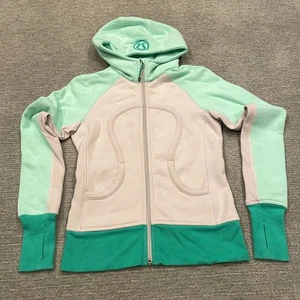 Lululemon Scuba Hoodie Womens 4 Green Dune Stretch Lined Hood Full Zip Fleece - Picture 1 of 12