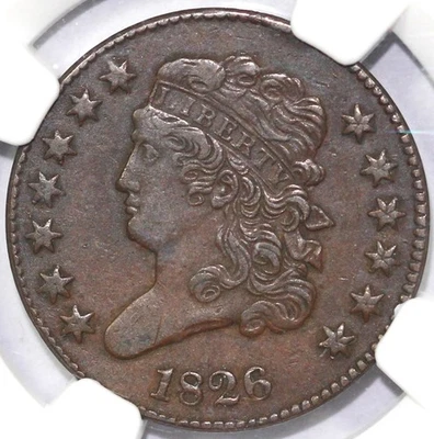 1826 1/2c Classic Head Half Cent NGC XF 45 - Image 1 of 4