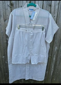 Vintage NOS Men’s Weldon Pajama PJ Set Robe Boxers Seersucker Medium Beige NEW - Picture 1 of 12