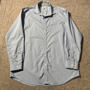 LL Bean Shirt Mens LT Tall Long Sleeve Button Up Check Plaid Blue Wrinkle Pocket - Picture 1 of 7