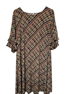 Vestido para mujer RONNI NICOLE talla 1X mangas campana cremallera trasera fluido colores otoño usado en excelente estado  Foto 1 de 4