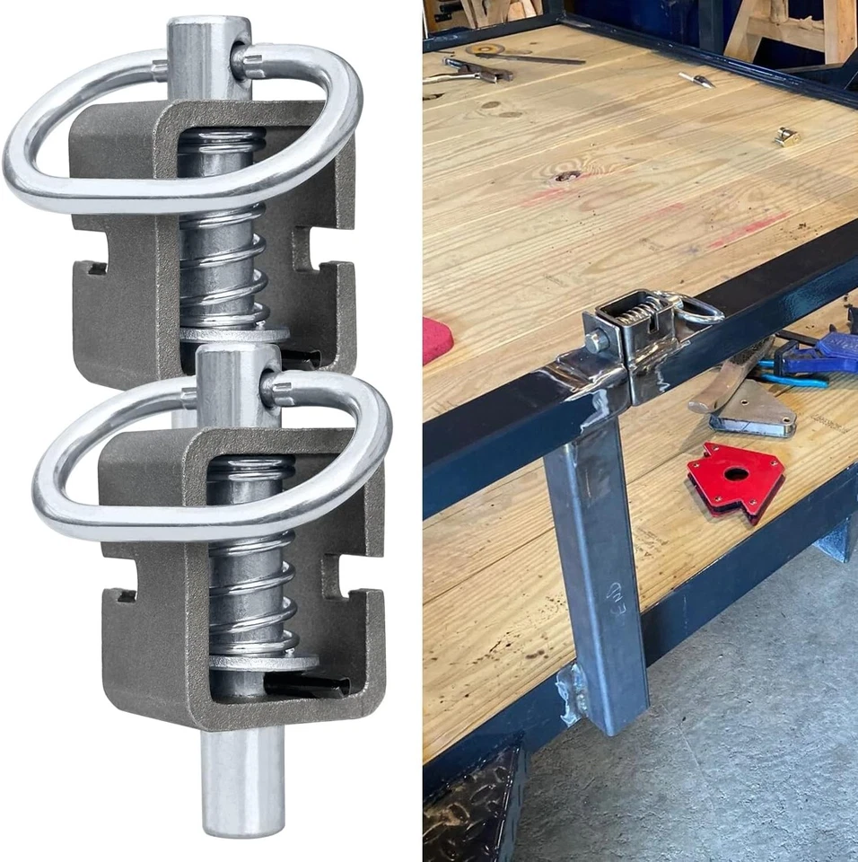 Conjunto de bloqueo de pestillo de pasador de resorte soldado de 2 piezas para remolque utilitario puerta trasera cargada Foto 1 de 4