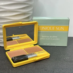 NEW Clinique Sun Bronze Doubles Oil Free Pressed Powder Compact W Brush RETIRED - Picture 1 of 9