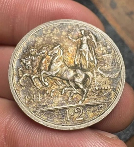 Moneta 2 Lire 1914 Argento Vittorio Emanuele III Quadriga Briosa Regno d’Italia - Picture 1 of 4