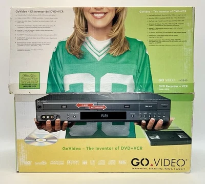 Go Video-VR3840 DVD Recorder + VCR Combo w/ Remote & A/V Cable New Sealed Box - Image 1 of 4