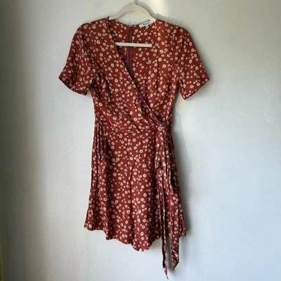 Madewell Rust Red Wrap-Front Romper in Daisy Field 0 - Image 1 of 4