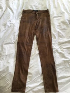 Stunning Beatrice Von tresckow Faux Suede Stretch Trousers/leggings 8 - Picture 1 of 4