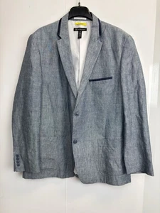 INC International Concepts Slim Fit Linen Blend Blue Suit Blazer Sport Coat XXL - Picture 1 of 8