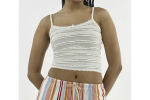 new No Boundaries Lace Pucker Tank Top, Women's Winter white size xxL - Picture 1 of 6