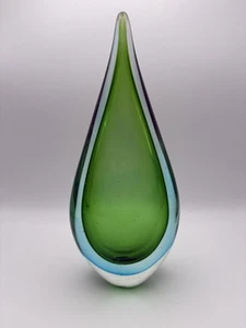 12” Vintage MCM Flavio Poli Seguso Sommerso Teardrop Art Glass Sculpture HEAVY - Picture 1 of 15