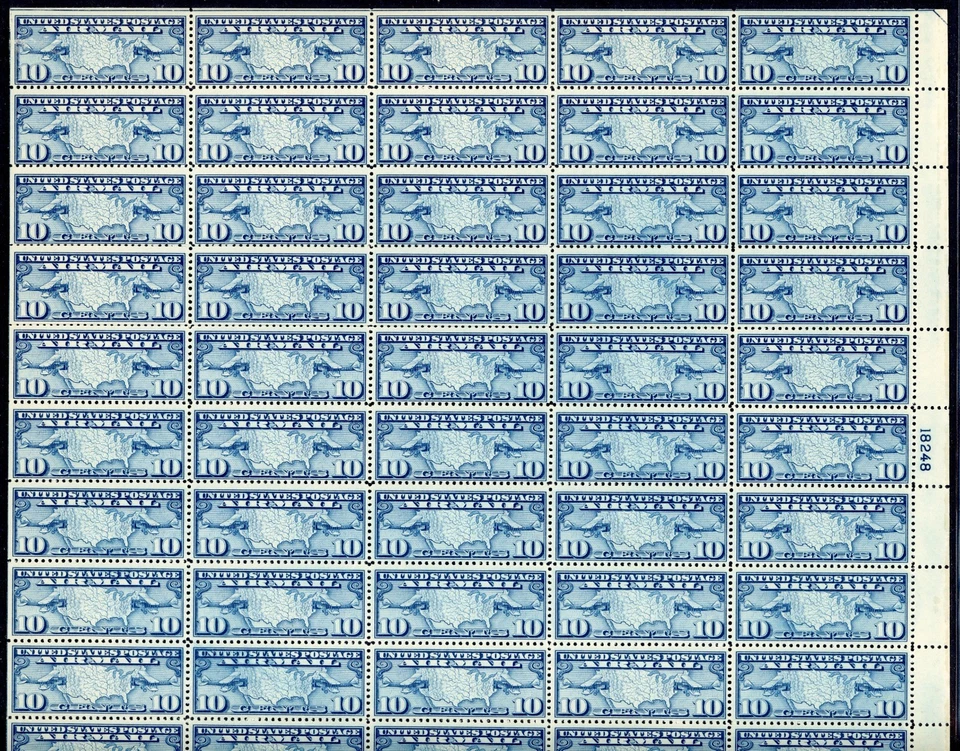 United States 1926 10c Airmail Scott# C7 Full Sheet Mint XF OG NH Pristine Gem - Image 1 of 2