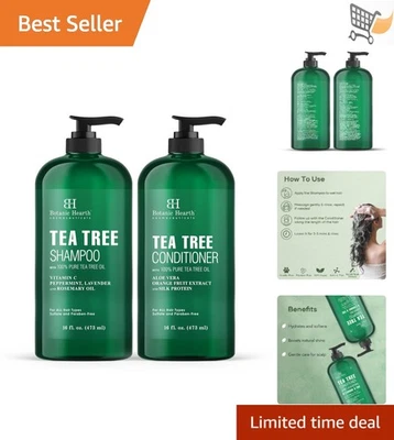 Tea Tree Shampoo Conditioner Set All Hair Types Dandruff Relief Sulfate Free - Image 1 of 4