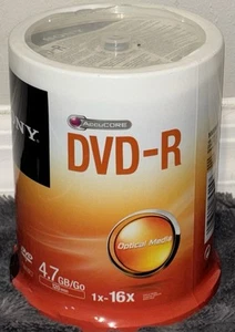Sony 100-Pack DVD-R 1x-16x 4.7 GB Blank Discs 120 min BRAND NEW Factory Sealed - Afbeelding 1 van 4