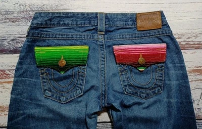 TRUE RELIGION VINTAGE BILLY BAJA SERAPE SZ 27 (29W×34L) MADE IN USA BLUE JEANS  - Image 1 of 4