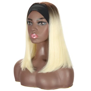 Bob Headband Ombre Blonde Wigs Straight Hair For Women Daily Wear Synthetic USA - Picture 1 of 9