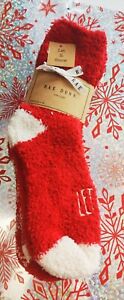 RAE DUNN Women's "Let it Snow" Luxury Plush Cozy Soft Socks 3-Pair. RED WHITE.