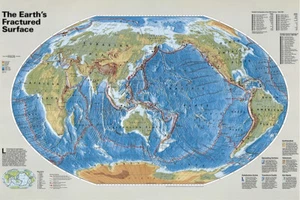 61x91cm Thematic Map of Earth's Plate Tectonics Poster Classroom Wall Mural - Picture 1 of 13