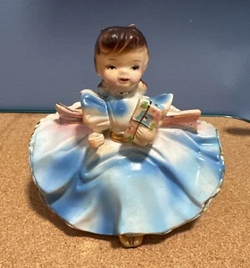 Vintage RUBENS ORIGINALS Mädchen blau Petticoat Pflanzgefäß #502 mit Aufkleber `schön` - Bild 1 von 14