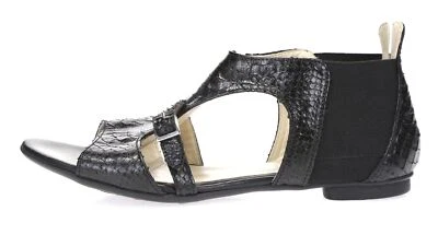 AGL Womens ' Euro 2' Black Snake Print Leather Ankle Sandals Sz 39 NEW! 200545 - Image 1 of 4