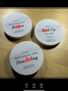 Impolite Politeness Stone Coasters with Wire Holder (Set Of 6) - Picture 1 of 3