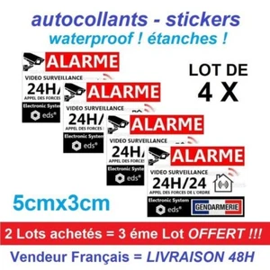 Set 4x Aufkleber Wasserdicht 5cm x 3cm Alarm Sicherheit Waterproof Resistant 2024 - Bild 1 von 3