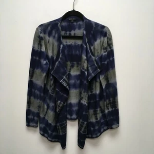 Lafayette 148 NY Blue Green Tie Dye Long Sleeve Wool Open Sweater Cardigan M - Picture 1 of 8