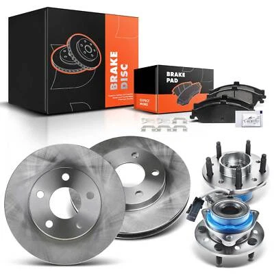 Rotores y pastillas de freno de disco delanteros + cojinete de cubo para Chevrolet Malibu 1997 1998-2003 Foto 1 de 4