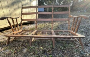 Antique Early American Solid Maple/ Cherry Spindle Sofa Settee - Picture 1 of 14