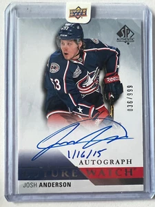 2015-16 SP Authentic INSCRIBED Josh Anderson Auto Future Watch /999 UD Rookie RC - Bild 1 von 2
