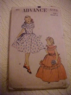 VTG Advance Girl's Dress w/ Ruffles Pattern Long or Short 5170 - Image 1 of 4