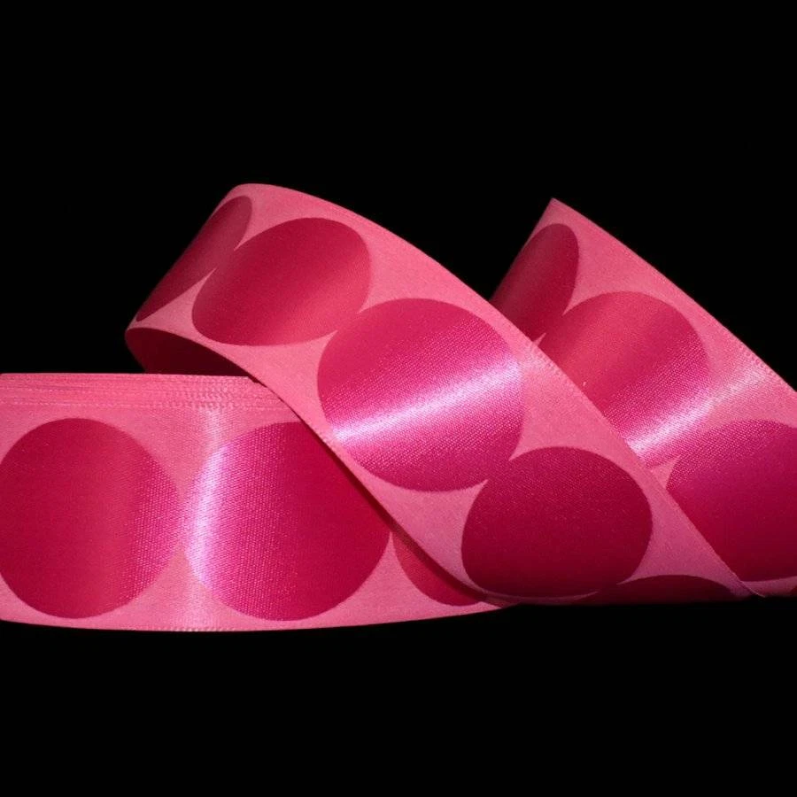 5 Yards Roundabout Pink Pink Large Polka Dot Satin Ribbon 1 1/2"W - Image 1 of 1