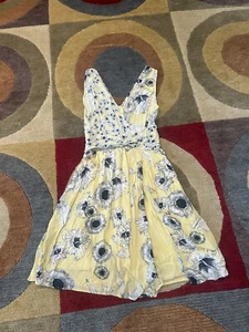 Zara Women Butter Yellow Flower Floral Print Sleeveless Dress Sundress Size XS - Picture 1 of 6